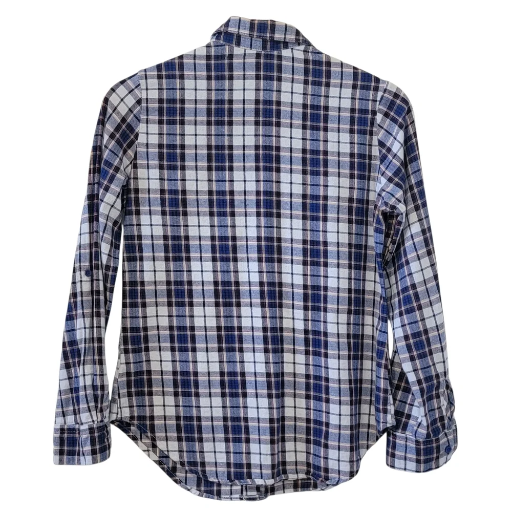 Y2K 100% Cotton Plaid Button Front Long Sleeve Flannel Shirt Women's S - Picture 3 of 11